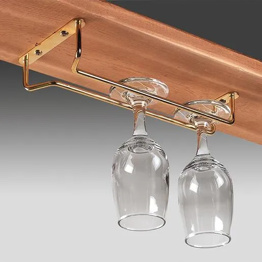 American Metalcraft, 24" Hanging Glass Rack - Brass