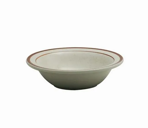 Oneida R4238026720 Dunes 12 oz. Porcelain Brown Rim Bowl - Ivory